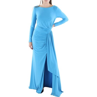

Женское синее вечернее платье макси с вырезом лодочкой Ieena for Mac Duggal  BHFO 4393, Turqoise
