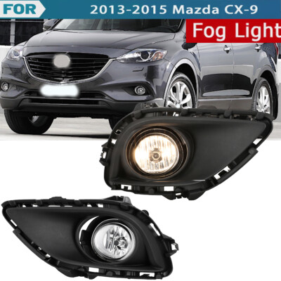 L+R Fog Lights For 2013-2015 Mazda CX-9 Clear Driving Lamps w/Wiring+Switch Kit