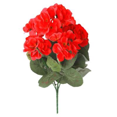 1-3 Pcs Artificial Geraniums Silk Flowers Outdoor Artificial Geranium Bush Red