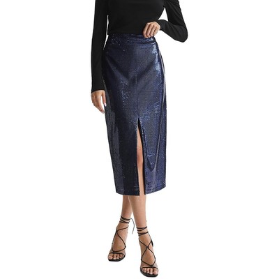 Reiss Womens Blue Midi Sequined Slit Pencil Skirt 4 BHFO 8705