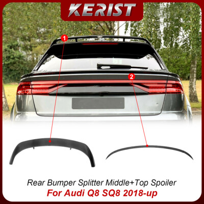 Carbon Fiber Rear Bumper Splitter Middle+Top Spoiler Fit for Audi q8 2018-up