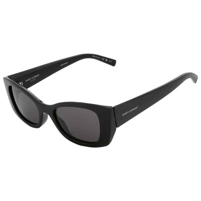 Pre-owned Saint Laurent Black Cat Eye Ladies Sunglasses Sl 593 001 52 Sl 593 001 52