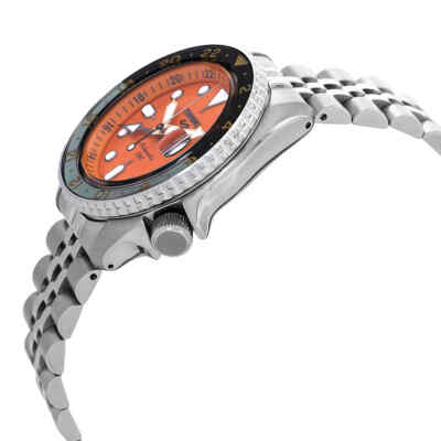 Pre-owned Seiko 5 Sports Gmt Automatic Orange Dial Men's Watch Ssk005k1