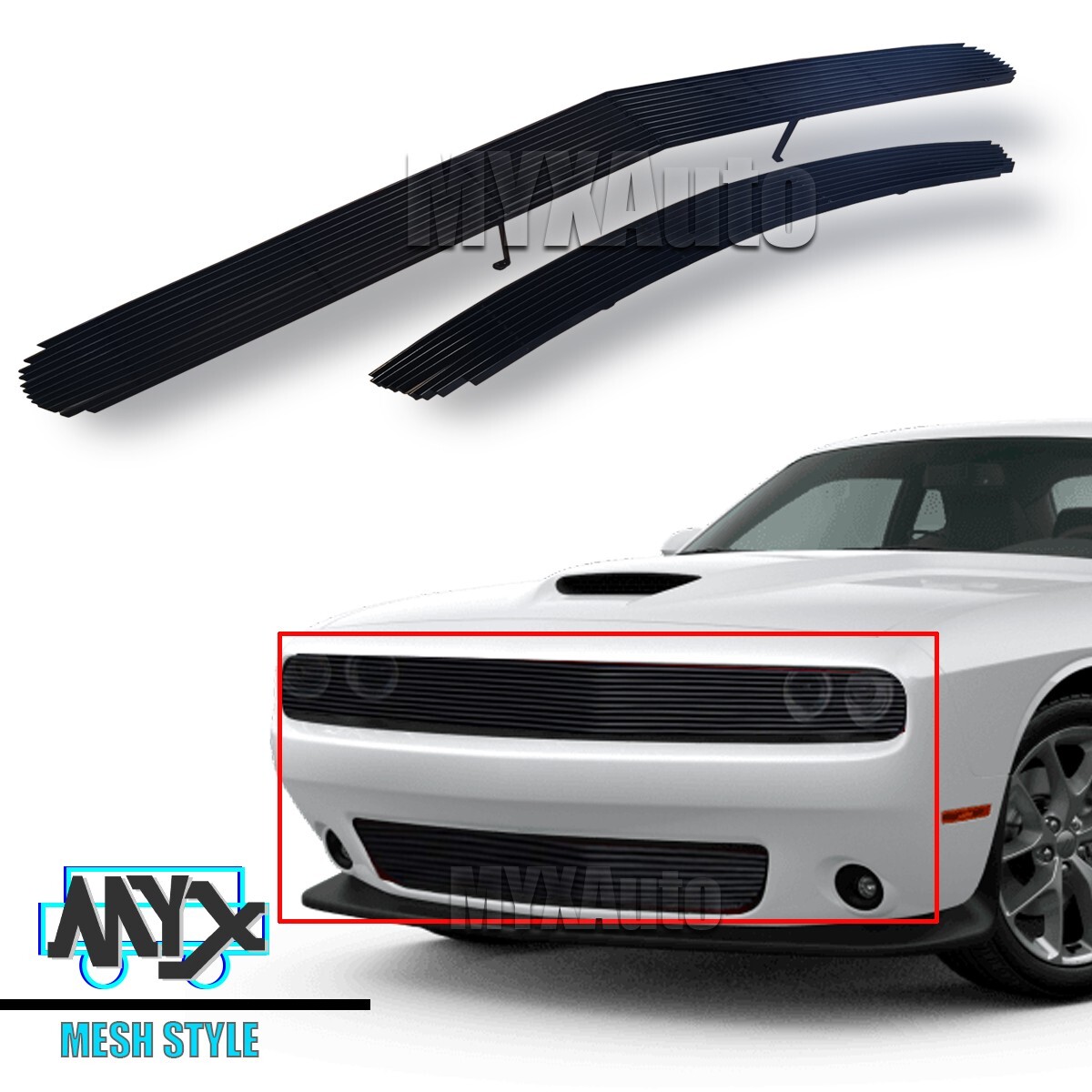 Front Grill Fits 2015-2022 Dodge Challenger Black Main Upper Lower Grille Combo