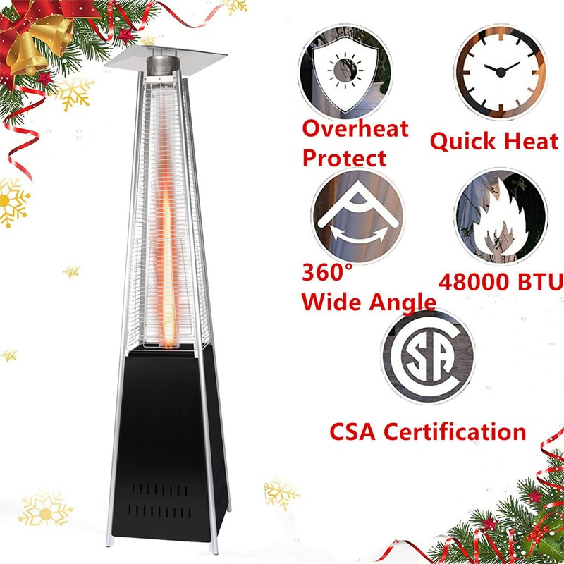 48000 BTU Pyramid Patio Heater Propane Gas Outdoor Standing Heater with Wheels