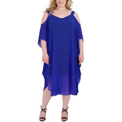 Фирменное женское синее свадебное длинное платье-сорочка Robbie Bee плюс 1X BHFO 3452