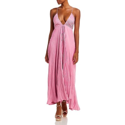 A.L.C. Womens Pink Tea-Length Pleated V-Neck Maxi Dress 10 BHFO 9947