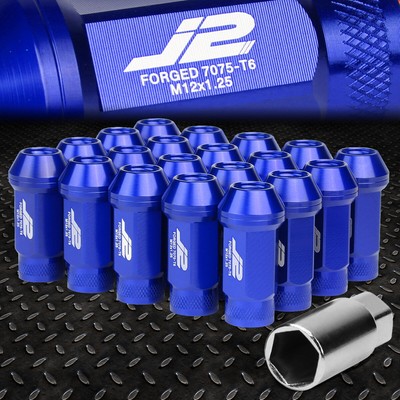 J2 ENGINEERING 7075 АЛЮМИНИЙ M12X1.25 20ШТ 50 ММ ВЕРХНЯЯ ГАЙКА С НАКАТКОЙ и КЛЮЧОМ СИНЕГО ЦВЕТА