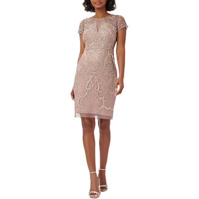 Женское темно-серое платье для коктейлей и вечеринок Adrianna Papell, расшитое блестками, 6 BHFO 4285