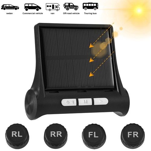 Wireless Solar TPMS LCD Car Tire Pressure Monitoring System + 4 External Sensors