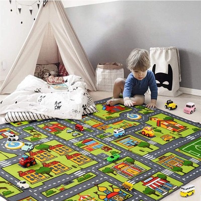 Zareas Kids Carpet Playmat Car Rug for Playroom, Children's 4x6 Feet, Clear 