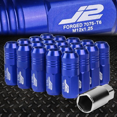 J2 ENGINEERING 7075 АЛЮМИНИЙ M12X1.25 20ШТ 50 ММ ЗАКРУГЛЕННАЯ ГАЙКА С КЛЮЧОМ СИНЕГО ЦВЕТА