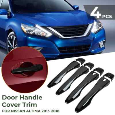 4PCS Gloss Black Door Handle Covers Trim ABS Plastic For Nissan Altima 2013-2018
