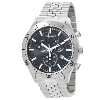 Pre-owned Ferragamo Gent Chrono Quartz Black Dial Men's Watch Sfu400423