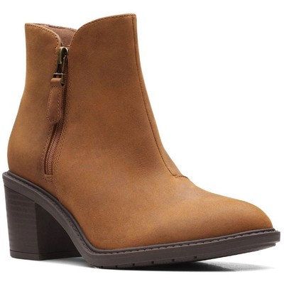 

Женские кожаные ботильоны Clarks с молнией светло-коричневого цвета, размер 7,5, средний (B,M) BHFO 5220, Dark tan leather