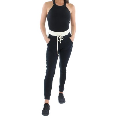 

Женские черно-белые удобные брюки для бега с цветными блоками Three Dots, домашняя одежда  BHFO 9147, Black/white