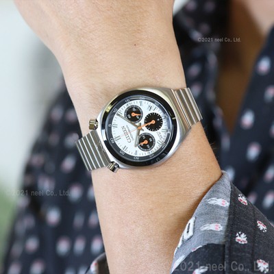 Pre-owned Citizen An3660-81a Bullhead White Dial Record Label Tsuno Chrono Watch Panda F/s
