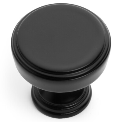 Cosmas Cabinet Hardware Flat Black Round Knobs #1940FB