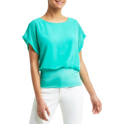 

Halston Womens Blue Stretch Blouson Pullover Top Blouse  BHFO 1448, Atlantis