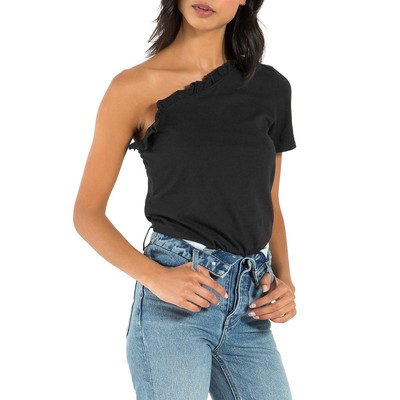 

n:PHILANTHROPY Женское черное боди на одно плечо с рюшами и воротником  BHFO 9103, Черный