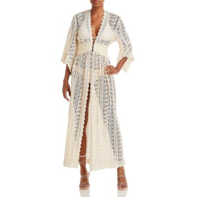 

Just BEE Queen Womens Quinn Crochet Duster Beachwear Cover-Up BHFO 1159, Natural
