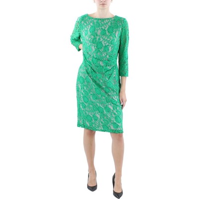 Женское кружевное вечернее платье-футляр Kasper Womens Laurissa зеленого цвета длиной до колен, L BHFO 5769