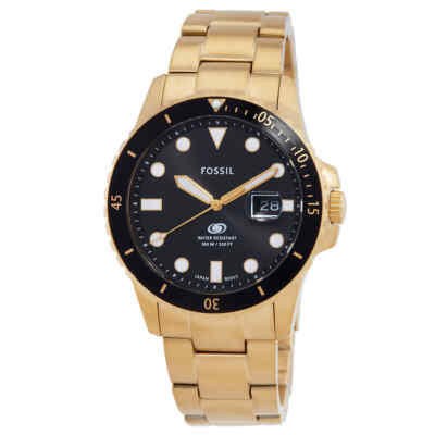 Мужские часы Fossil Blue Dive с кварцевым корпусом и черным циферблатом FS6035