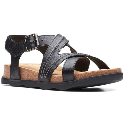 

Женские черные гладиаторы Clarks Brynn Ave, обувь 8, средний (B,M) BHFO 1442, Black leather