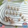 24Pcs Gold French Tip Press on Nails Short Almond Fake Nails 3D Gold Irregularity Chrome Acrylic Nails Star Moon False Nails French Nails Tip Glue on Nails Nude Stick on Artificial Nails for Women