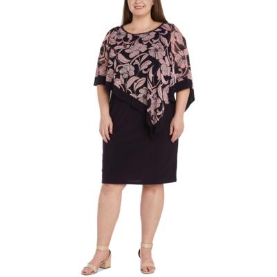 Женское платье-футляр пончо длиной до колена с цветочным принтом R&M Richards Plus BHFO 5344