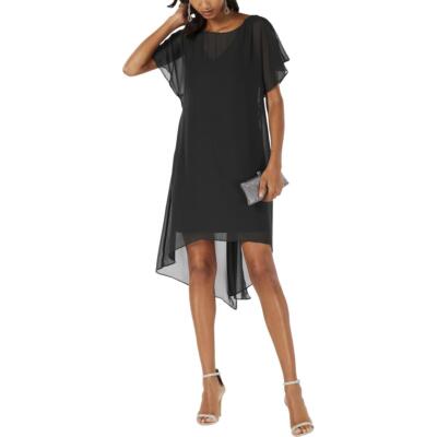 Женское черное шифоновое вечернее коктейльное платье Adrianna Papell XS BHFO 2295
