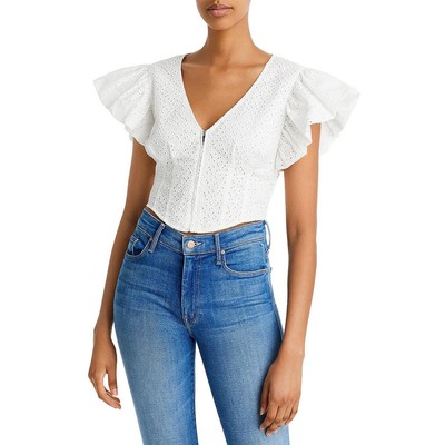 

Женская укороченная рубашка-блузка с люверсами Derek Lam 10 Crosby BHFO 1321, Белый