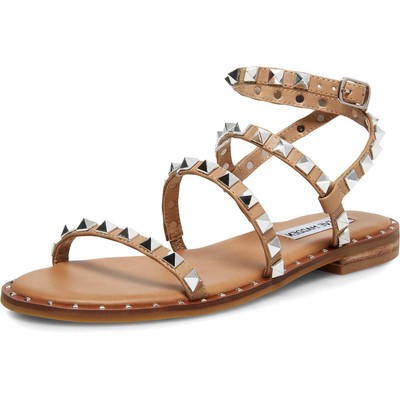 Steve Madden Womens Travel Tan Flat Sandals Shoes 5 Medium (B,M) BHFO 8742