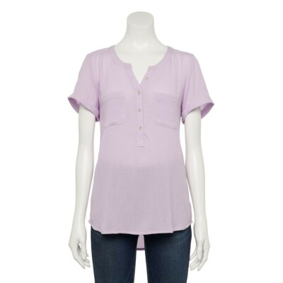 Lilac Purple Pink XL Textured Business Casual Short Sleeve Top Shirt Sonoma New