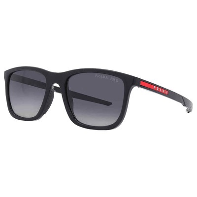 Pre-owned Prada Linea Rossa Polarized Grey Gradient Square Men's Sunglasses Ps 10ws 1ab06g In Gray