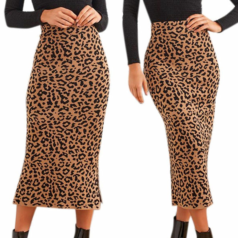 leopard print bodycon midi skirt