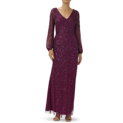 Adrianna Papell Женское фиолетовое вечернее платье макси, расшитое бисером, 4 BHFO 1412