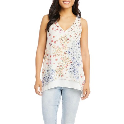 Женская белая блузка на бретелях с цветочным принтом и разрезом сзади от Karen Kane, XS BHFO 9474