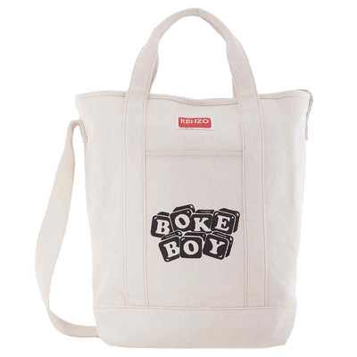 Pre-owned Kenzo Graphic Tote Bag In Ecru Fd55sa901f35.03 In White