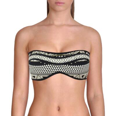 

Jessica Simpson Женский купальник бикини черного цвета слоновой кости с украшением  BHFO 2261, Black/cream/gold