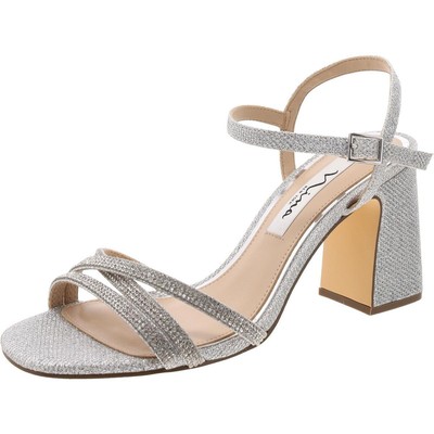Nina Womens Quella Silver Slingback Sandals Shoes 7 Medium (B,M) BHFO 5395