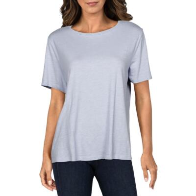 

Женская синяя футболка с круглым вырезом и короткими рукавами Eileen Fisher, топ  BHFO 9352, Dolphin