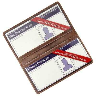 The Original Double Shotgun & Firearm Certificate Wallet/Holder: Oiled Leather