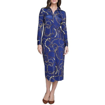 Длинное платье-рубашка с темно-синим воротником от LAgence Womens Raeylynn S BHFO 9415