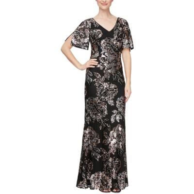 

Alex Evenings Женское вечернее платье с блестками и V-образным вырезом BHFO 6438, Black/copper/silver