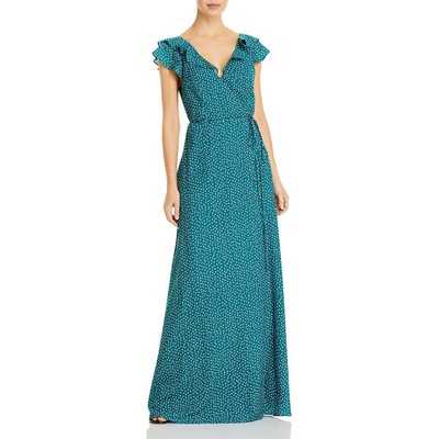

Aidan by Aidan Mattox Женское зеленое повседневное макси-платье с запахом и принтом  BHFO 2941, Emerald