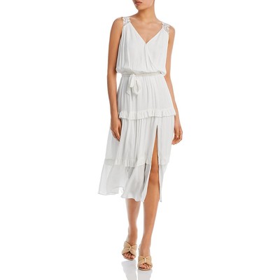 Длинное макси-платье на бретелях с белой кружевной отделкой Paige Womens Riviera S BHFO 5411