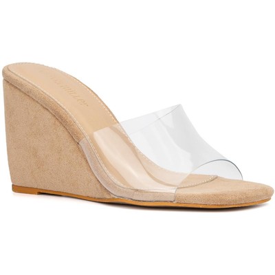 

Olivia Miller Женские босоножки на танкетке с открытым носком из микрофибры Sky BHFO 8820, Nude, Sky