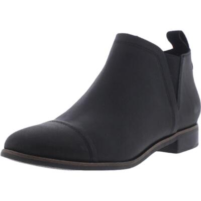 Toms Womens Reese Black Leather Chelsea Boots Shoes 7.5 Medium (B,M) BHFO 8992