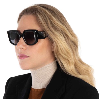 Pre-owned Prada Grey Gradient Irregular Ladies Sunglasses Pr 14zs 1ab09s 50 Pr 14zs 1ab09s In Gray